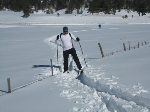 Coyote Hills: Ashok crossing a buried barbed wire fence