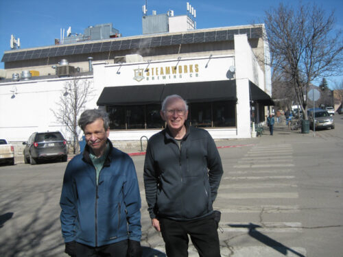David Adams and Ron Tucker at Steamworks Brewery in Durango