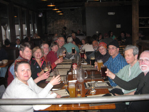 Enjoying the brew at Steamworks