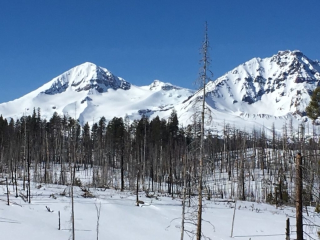 South and Middle Sister from Three Creeks Lake Trail photo by Al Larsen