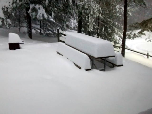 Our snow gauge on Saturday morning  (more than 2 feet)