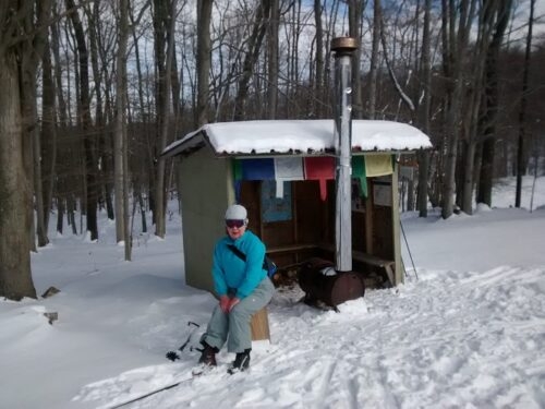 Warming hut, but fire isn't lit