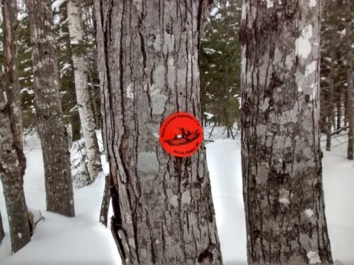 Trail marker for Arnold Expedition trail