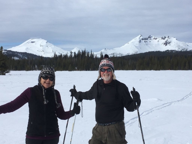 Al and Ann,  South Sister and Broken Top at Dutchman Flats photo by Al Larsen