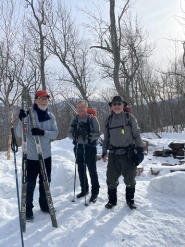 Ralph, Ed and Larry at Stratton Brook Hut (we made it!)