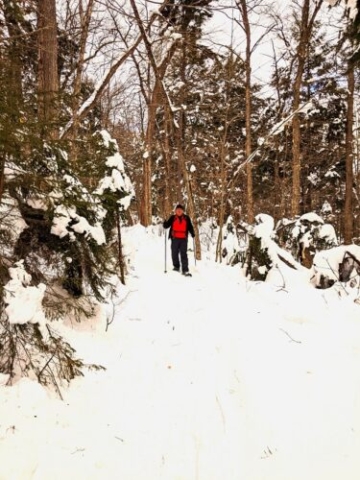 Ed on snowshoes Nice that the snowmobiles had been through and broke the trail