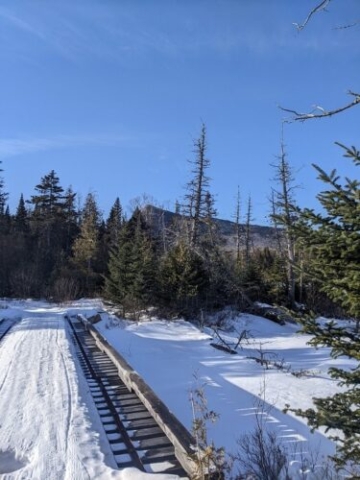 Bridge on the Narrow Gauge Path with Bigelow Mountain