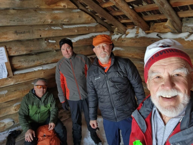 Ed, Brent, Ralph and Bela at Upper Three Creek Sno-Park, Sissters, OR
