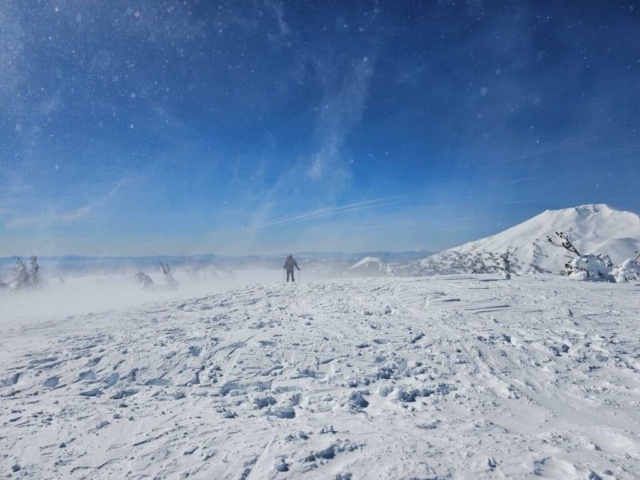 Barry in blowing snow at Tumalo Mountain, Bend, OR