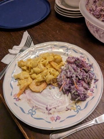 Shrimp Mac and Cheese and Pineapple Cole Slaw at Lapin Tupa