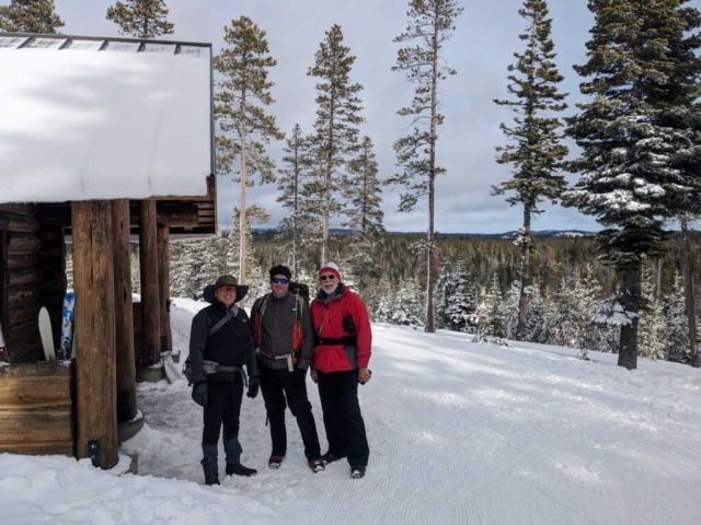 Ed, Bela and Brent at Shelter, Meissner Sno-Park, Bend, OR