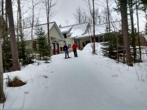 Joe and Bela at Poplar Hut, Maine Huts and Trails, ME