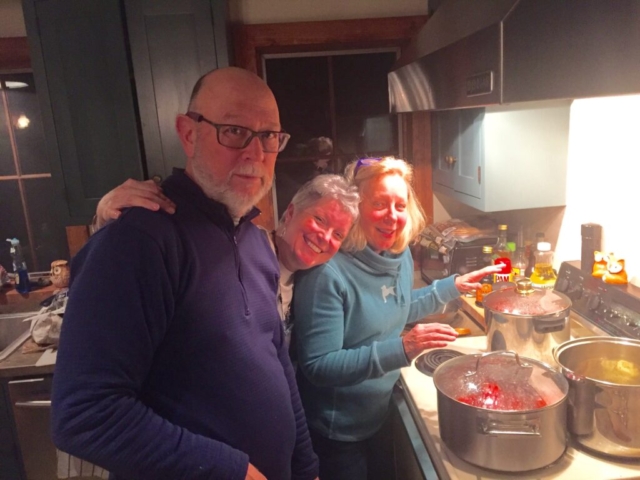 The kitchen crew prepare dinner