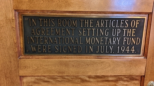 IMF founded, 1944, the Bretton Woods Agreement